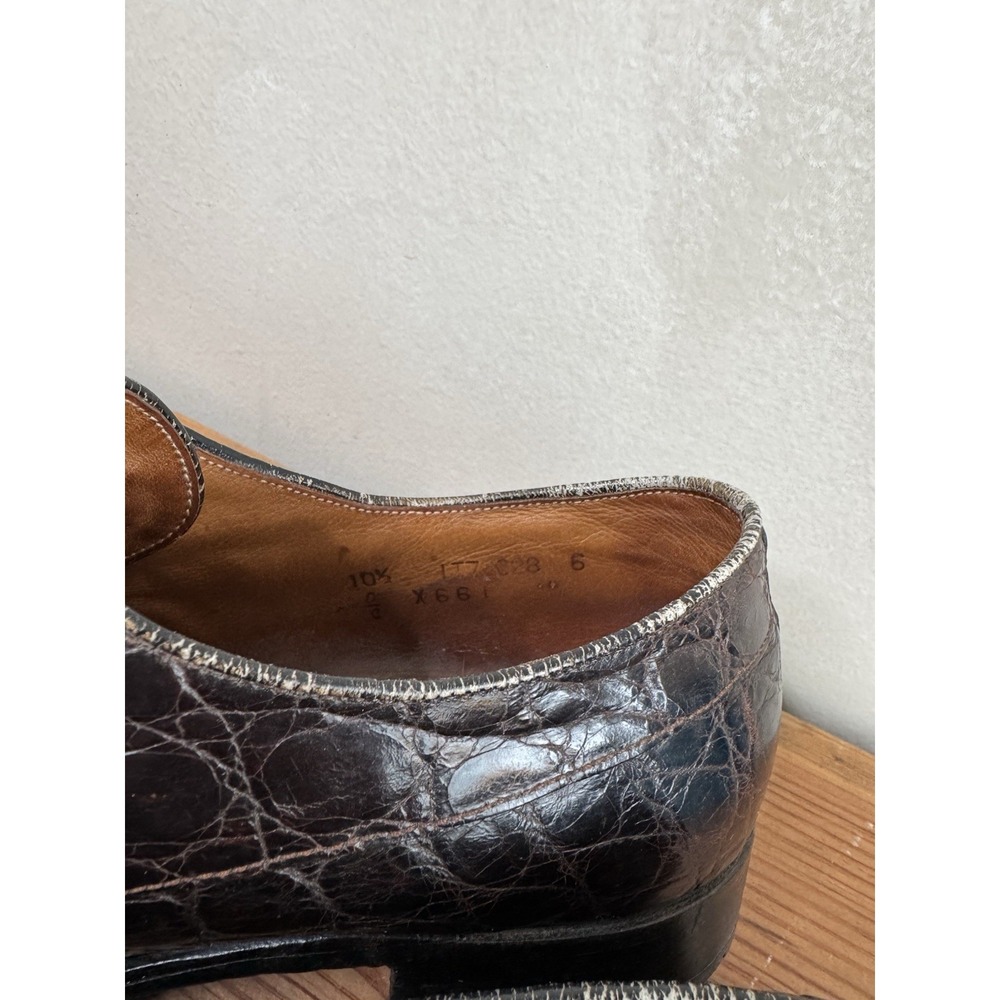 Vintage Edwin Clapp Genuine Alligator Split Toe Derby Shoes Mens 10.5 B Brown - Picture 4 of 7
